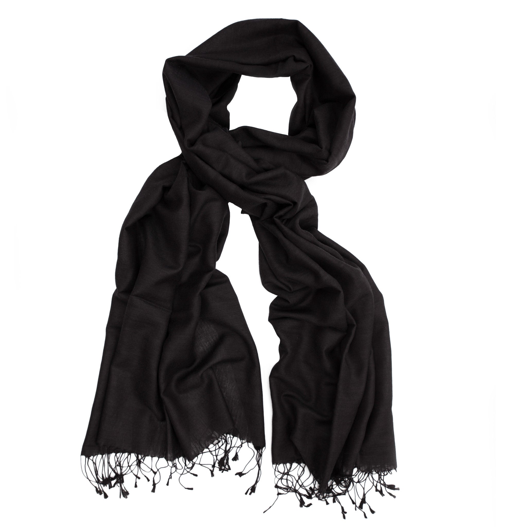 Black Silk wool shawl, basic plain ...